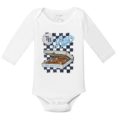 Infant Tiny Turnip White Tampa Bay Rays Pizza Long Sleeve Bodysuit