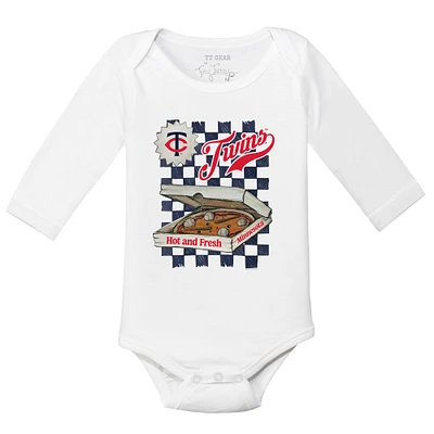 Infant Tiny Turnip White Minnesota Twins Pizza Long Sleeve Bodysuit