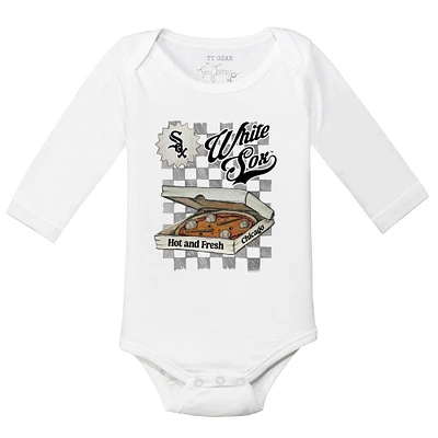 Infant Tiny Turnip White Chicago Sox Pizza Long Sleeve Bodysuit
