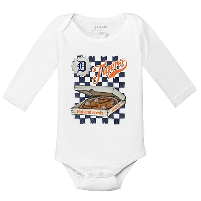 Infant Tiny Turnip White Detroit Tigers Pizza Long Sleeve Bodysuit