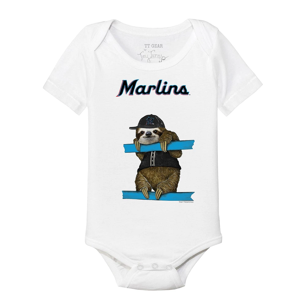 Infant Tiny Turnip White Miami Marlins Sloth Bodysuit