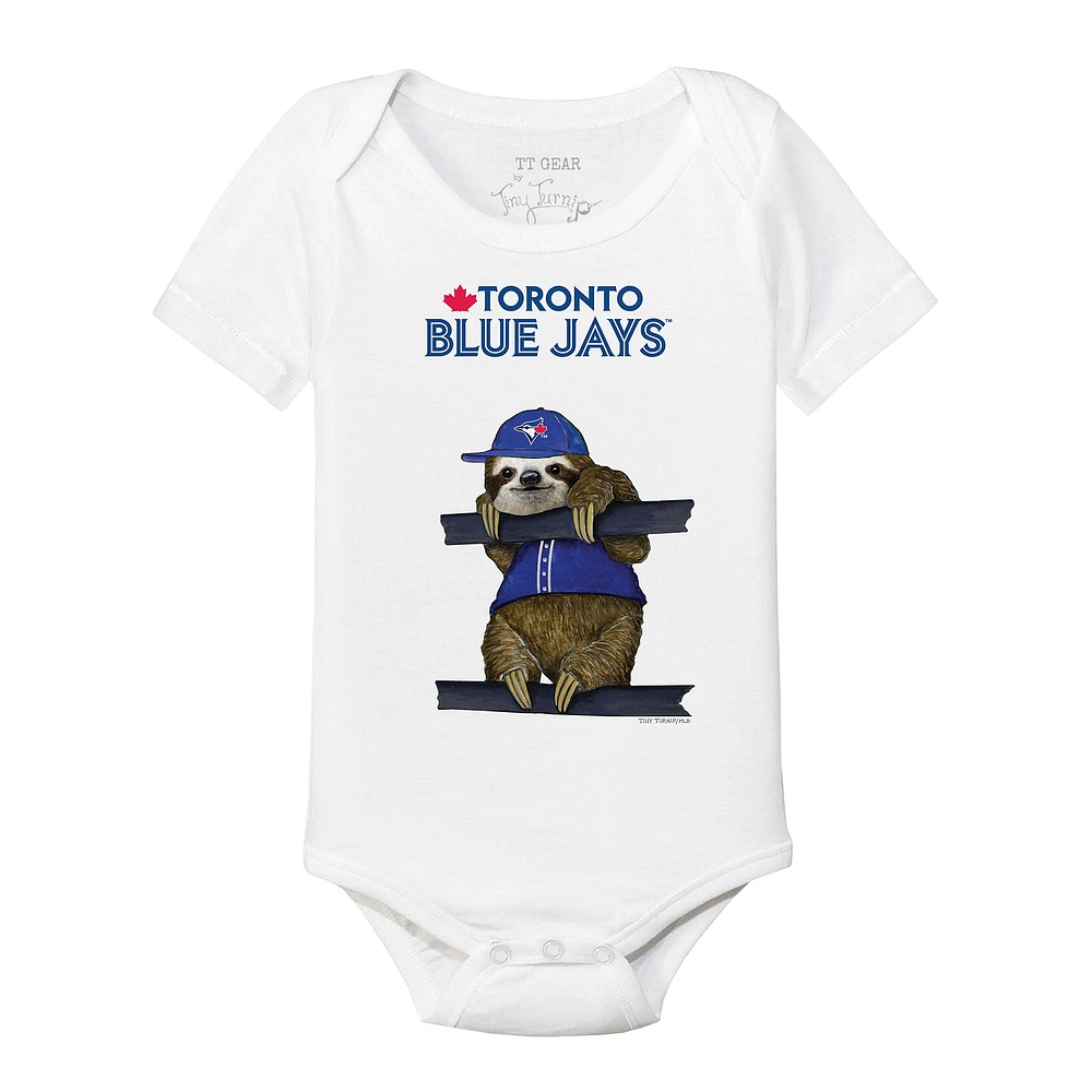 Infant Tiny Turnip White Toronto Blue Jays Sloth Bodysuit