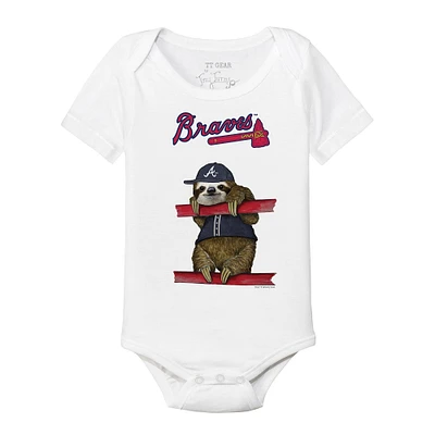 Infant Tiny Turnip White Atlanta Braves Sloth Bodysuit