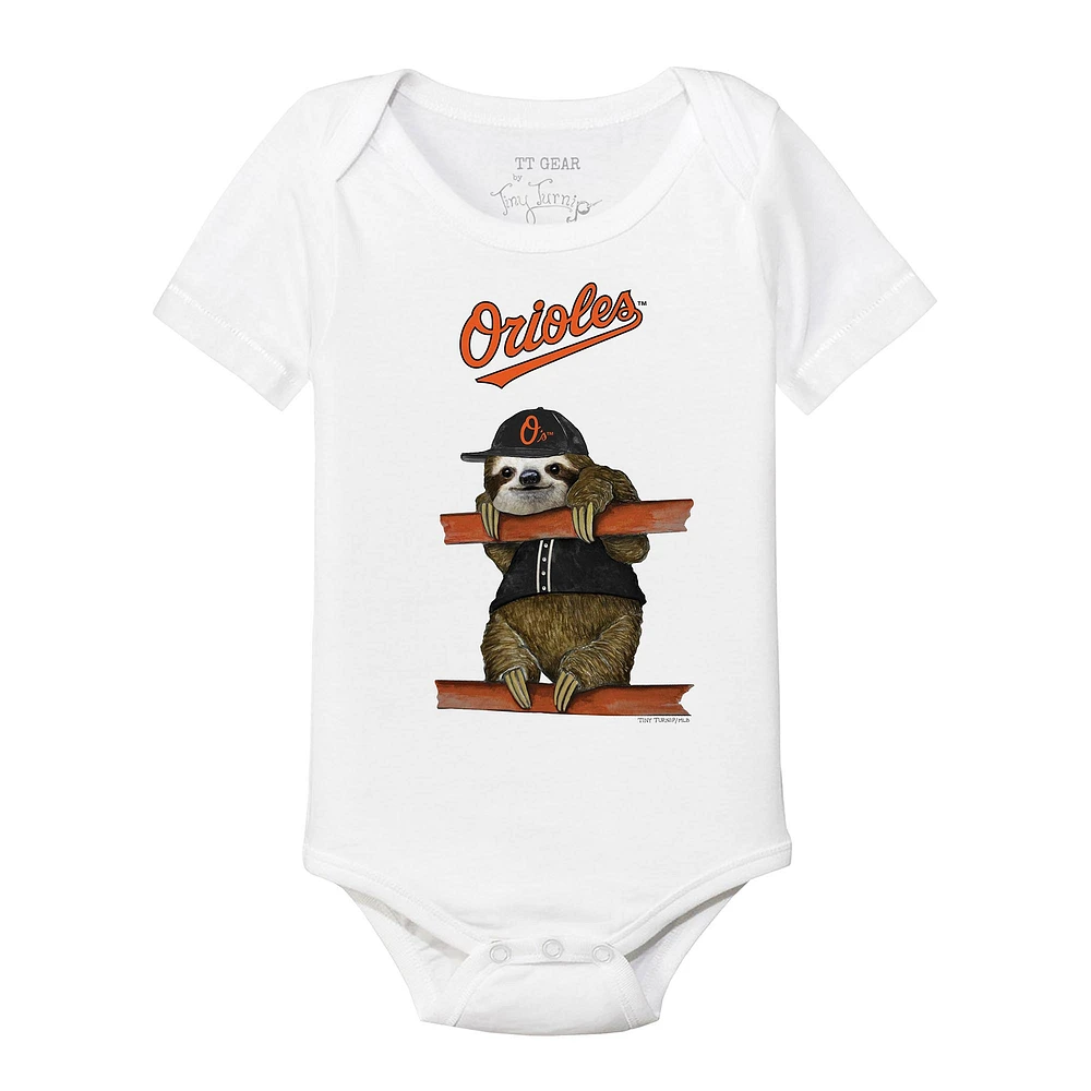 Infant Tiny Turnip White Baltimore Orioles Sloth Bodysuit