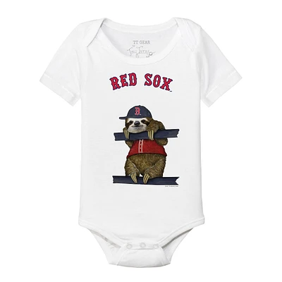 Infant Tiny Turnip White Boston Red Sox Sloth Bodysuit