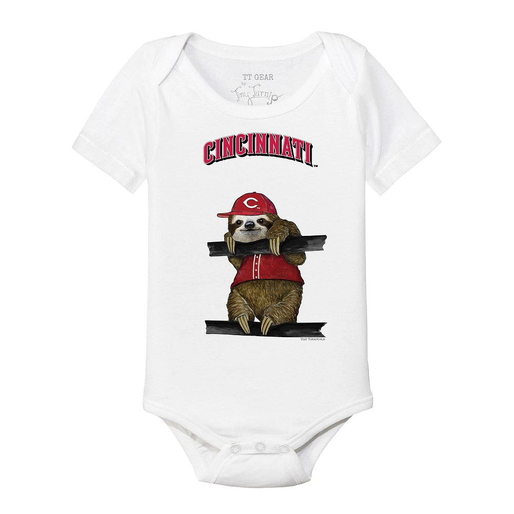 Infant Tiny Turnip White Cincinnati Reds Sloth Bodysuit