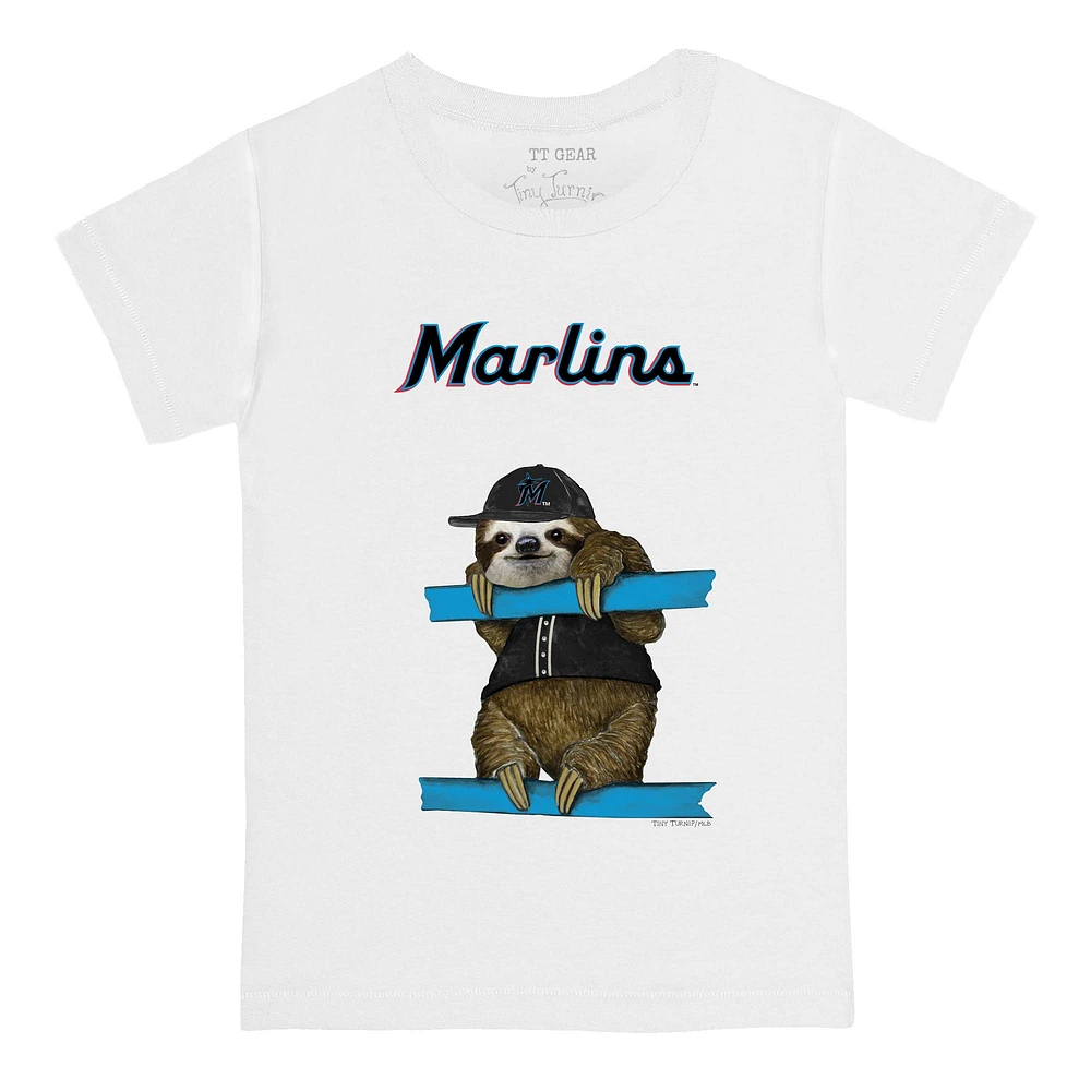 Infant Tiny Turnip White Miami Marlins Sloth T-Shirt