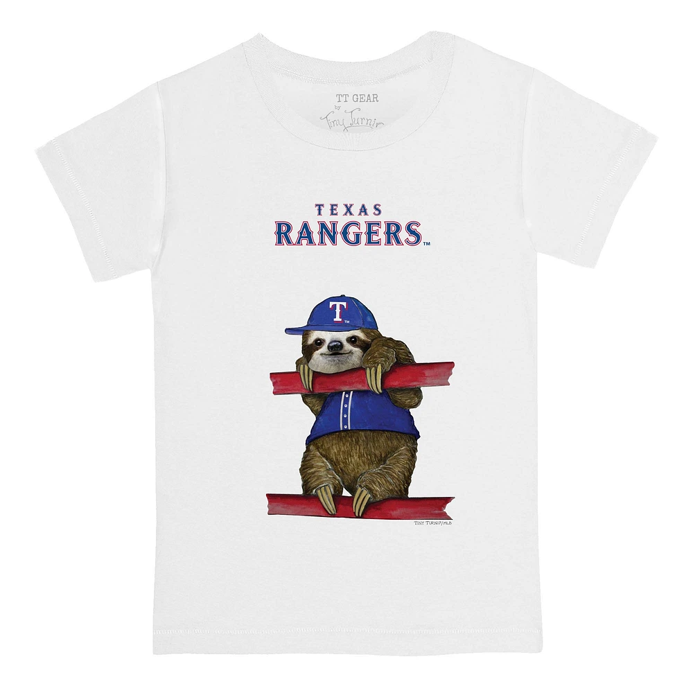 Infant Tiny Turnip White Texas Rangers Sloth T-Shirt