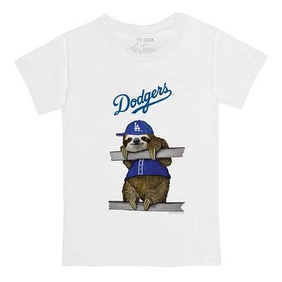 Toddler Tiny Turnip White Los Angeles Dodgers Sloth T-Shirt