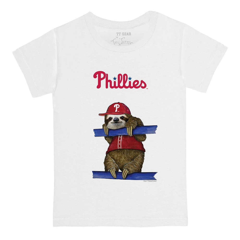 Toddler Tiny Turnip White Philadelphia Phillies Sloth T-Shirt