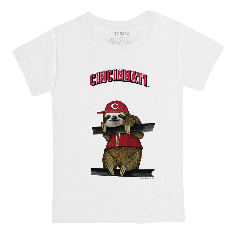 Toddler Tiny Turnip White Cincinnati Reds Sloth T-Shirt