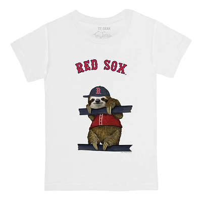 Toddler Tiny Turnip White Boston Red Sox Sloth T-Shirt