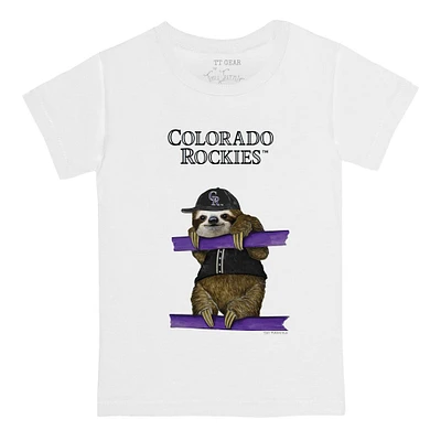 Youth Tiny Turnip White Colorado Rockies Sloth T-Shirt