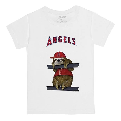 Youth Tiny Turnip White Los Angeles Angels Sloth T-Shirt