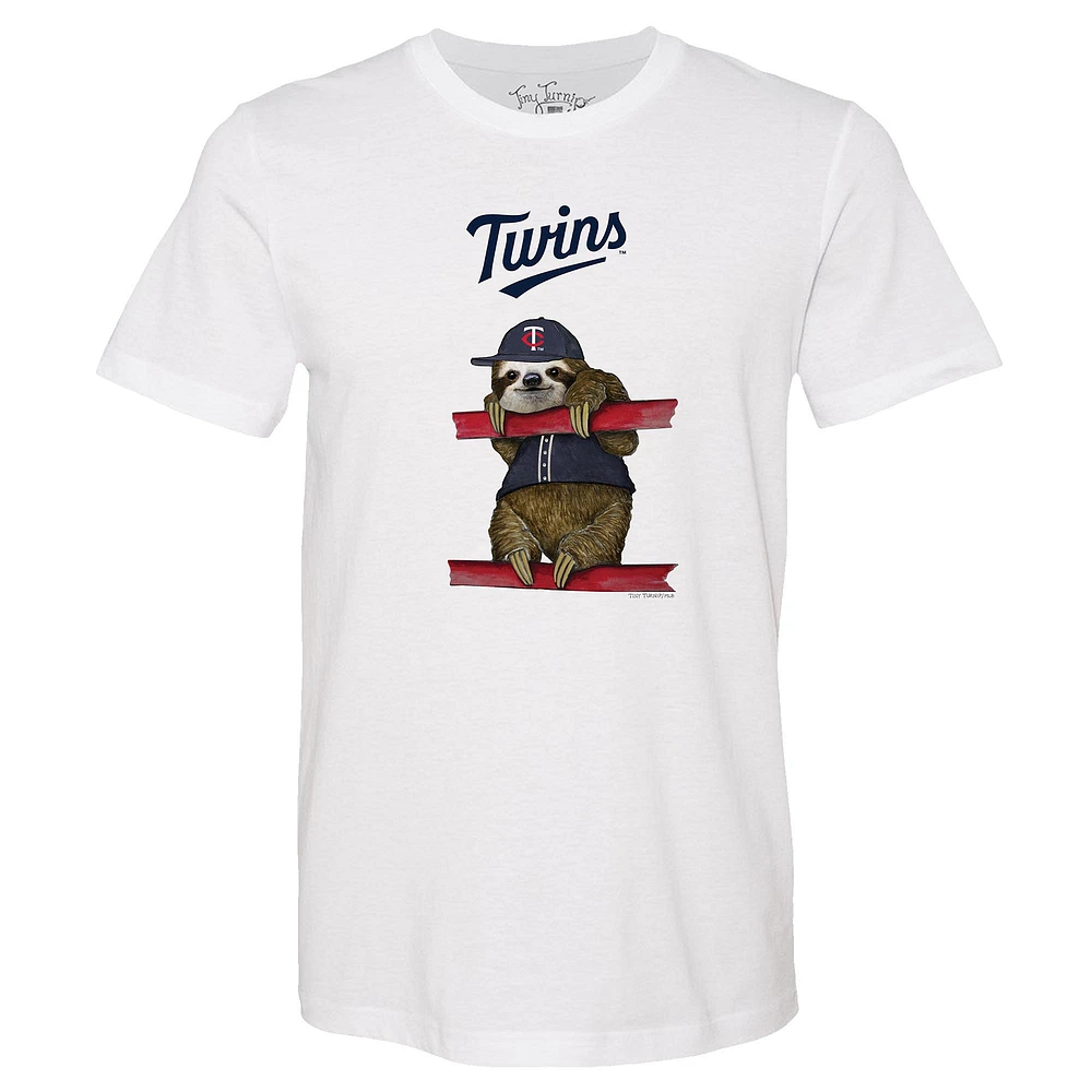 Unisex Tiny Turnip White Minnesota Twins Sloth T-Shirt