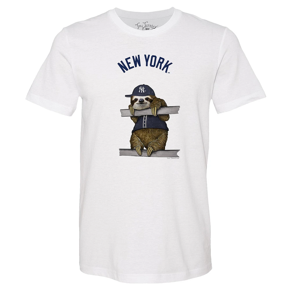 Unisex Tiny Turnip White New York Yankees Sloth T-Shirt