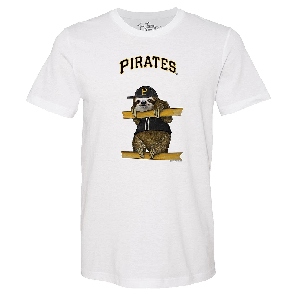Unisex Tiny Turnip White Pittsburgh Pirates Sloth T-Shirt
