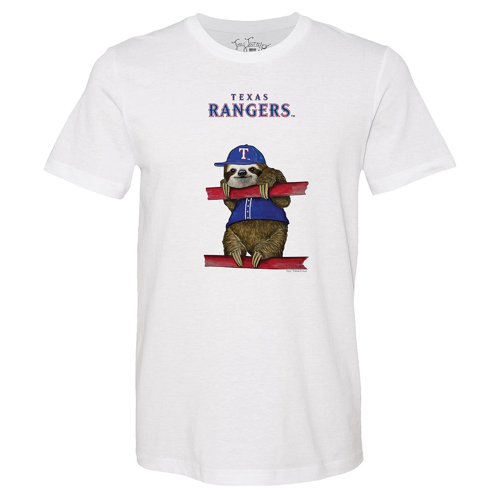 Unisex Tiny Turnip White Texas Rangers Sloth T-Shirt