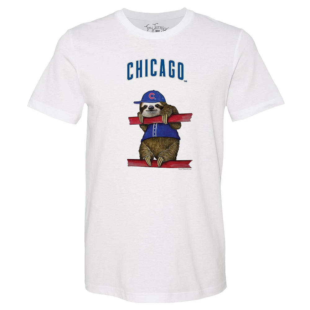 Unisex Tiny Turnip White Chicago Cubs Sloth T-Shirt