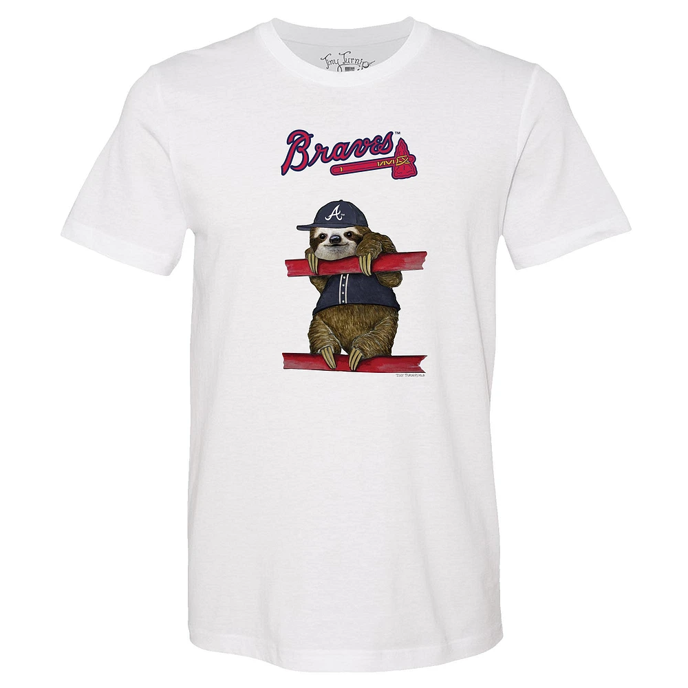Unisex Tiny Turnip White Atlanta Braves Sloth T-Shirt