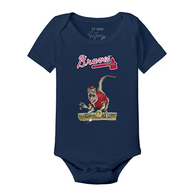 Infant Tiny Turnip Navy Atlanta Braves Velociraptor Bodysuit