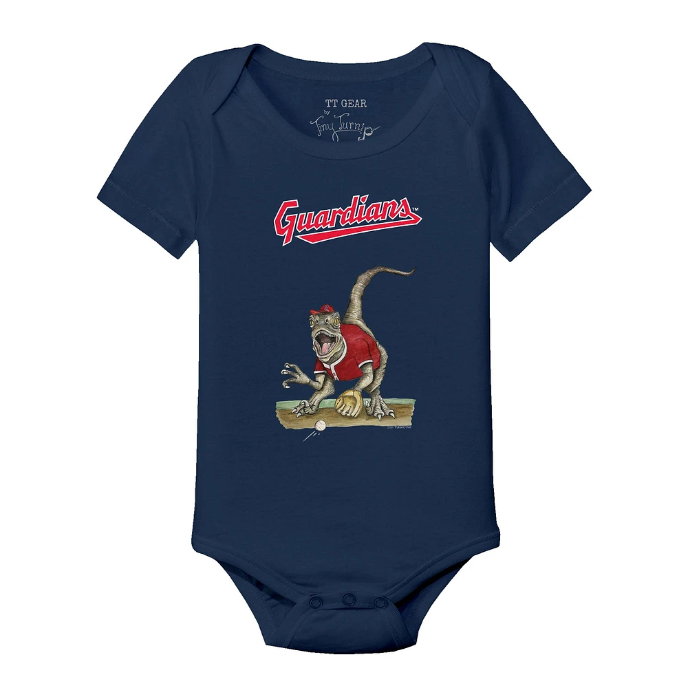 Infant Tiny Turnip Navy Cleveland Guardians Velociraptor Bodysuit