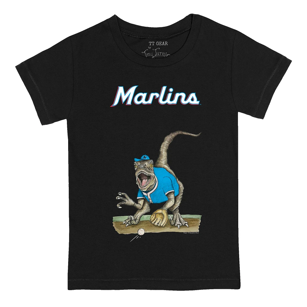 Infant Tiny Turnip Black Miami Marlins Velociraptor T-Shirt