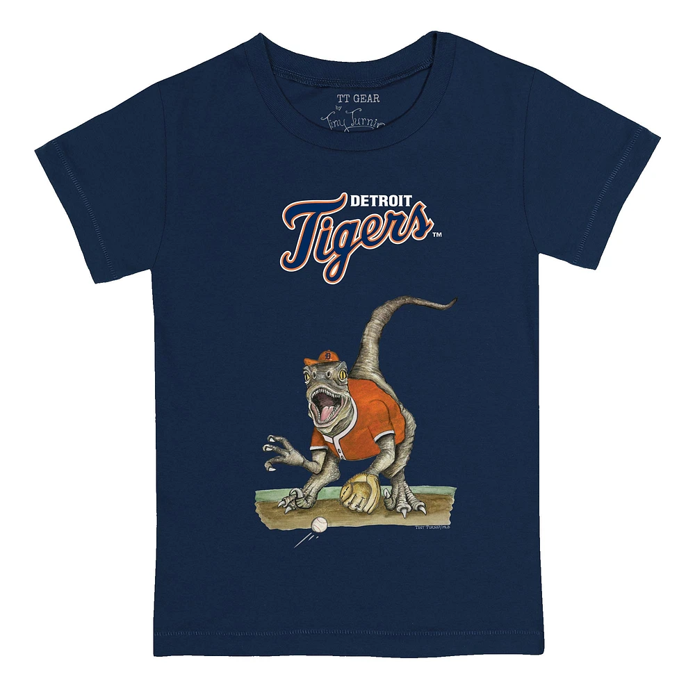 Infant Tiny Turnip Navy Detroit Tigers Velociraptor T-Shirt
