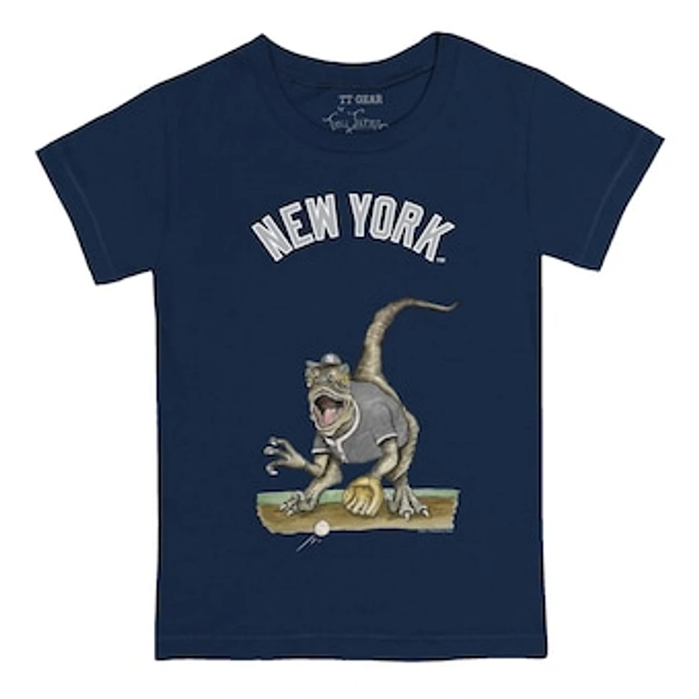 Toddler Tiny Turnip Navy New York Yankees Velociraptor T-Shirt