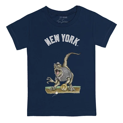 Toddler Tiny Turnip Navy New York Yankees Velociraptor T-Shirt