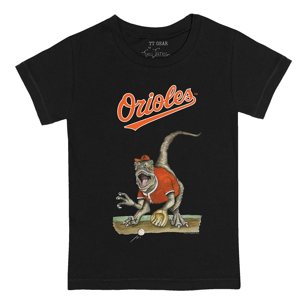 Toddler Tiny Turnip Black Baltimore Orioles Velociraptor T-Shirt