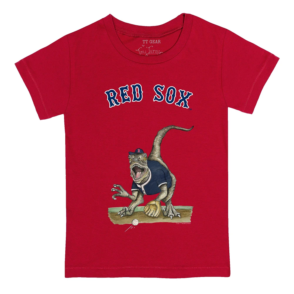 Toddler Tiny Turnip Red Boston Sox Velociraptor T-Shirt
