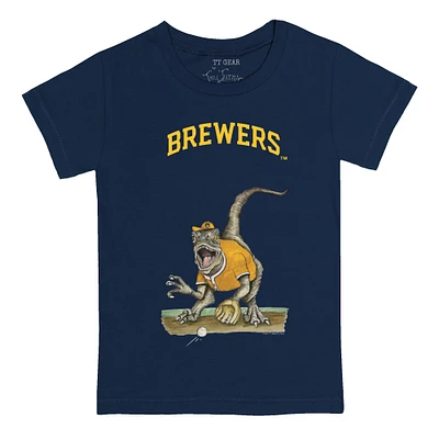 Youth Tiny Turnip Navy Milwaukee Brewers Velociraptor T-Shirt