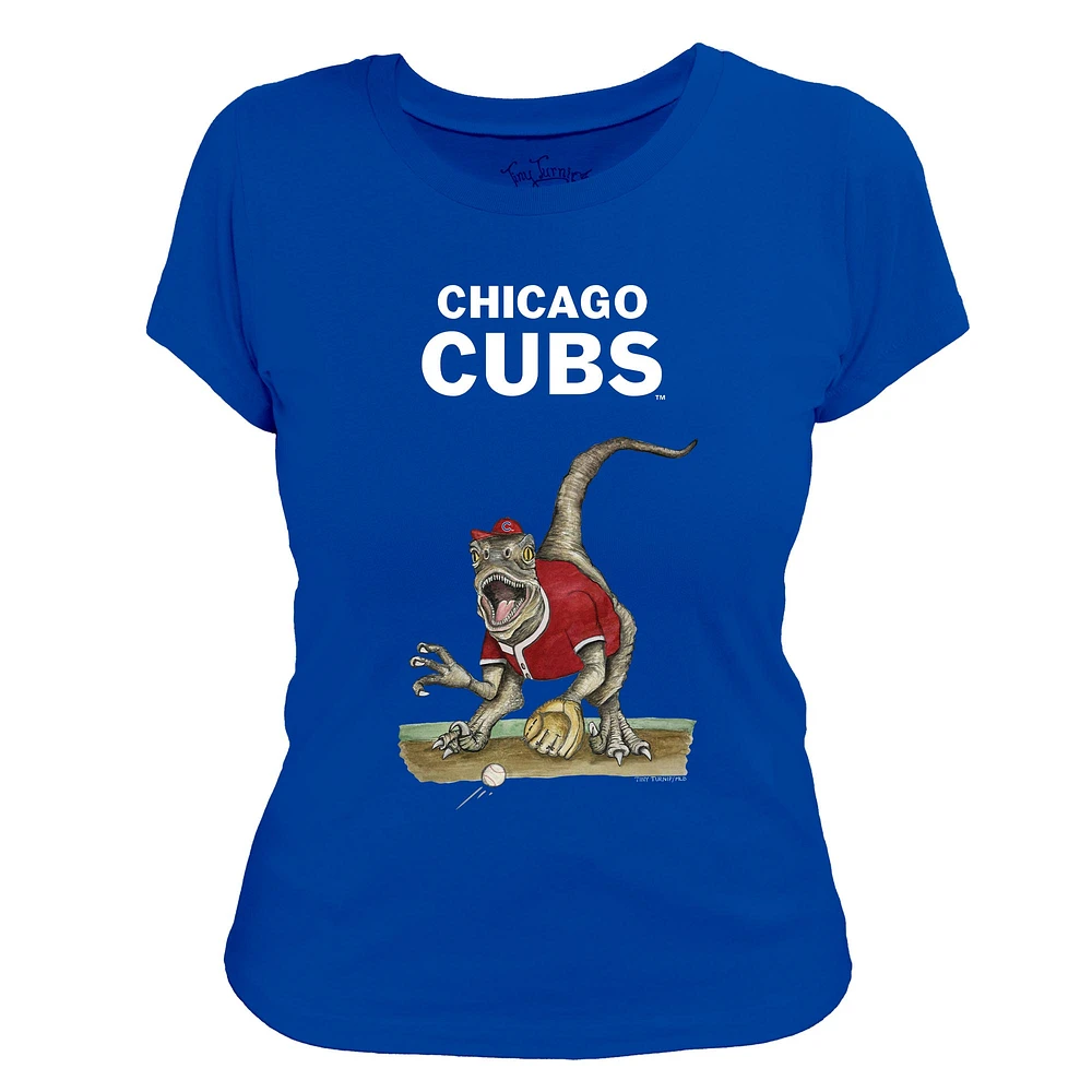 Women's Tiny Turnip Royal Chicago Cubs Velociraptor T-Shirt