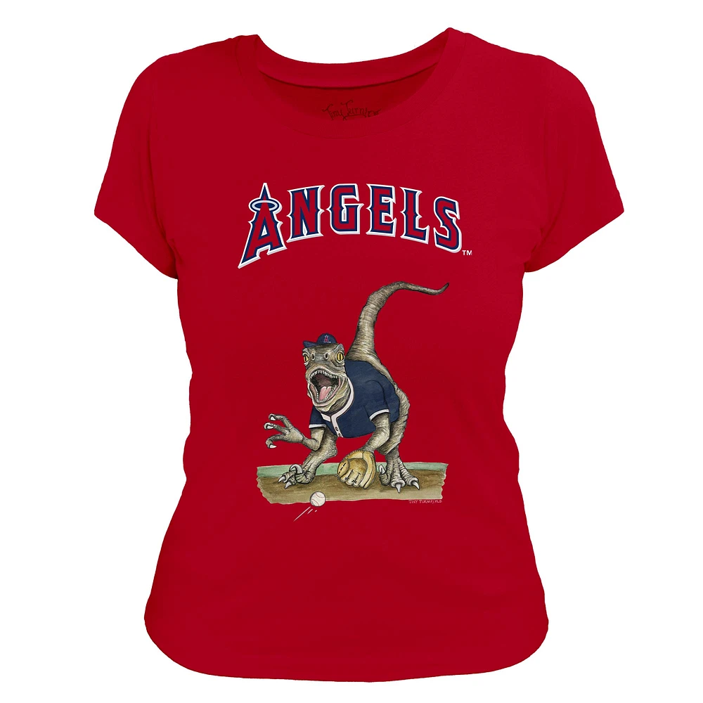 Women's Tiny Turnip Red Los Angeles Angels Velociraptor T-Shirt