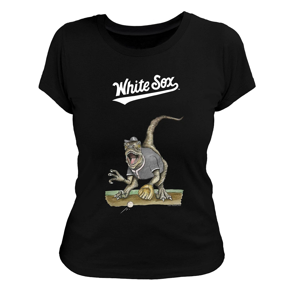 Women's Tiny Turnip Black Chicago White Sox Velociraptor T-Shirt