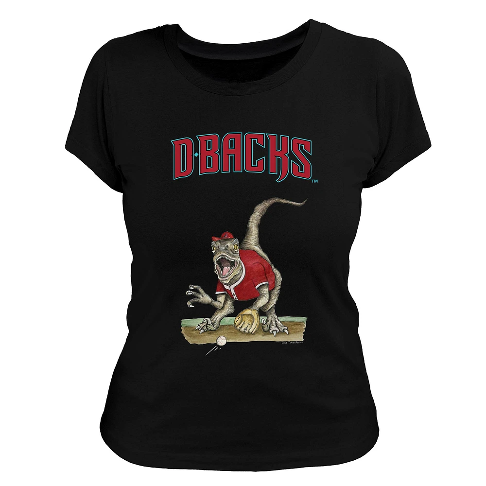 Women's Tiny Turnip Black Arizona Diamondbacks Velociraptor T-Shirt