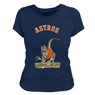 Women's Tiny Turnip Navy Houston Astros Velociraptor T-Shirt