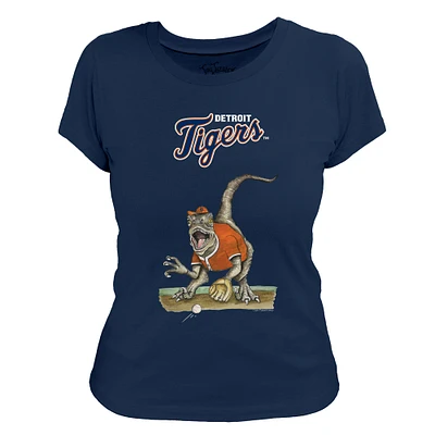 Women's Tiny Turnip Navy Detroit Tigers Velociraptor T-Shirt