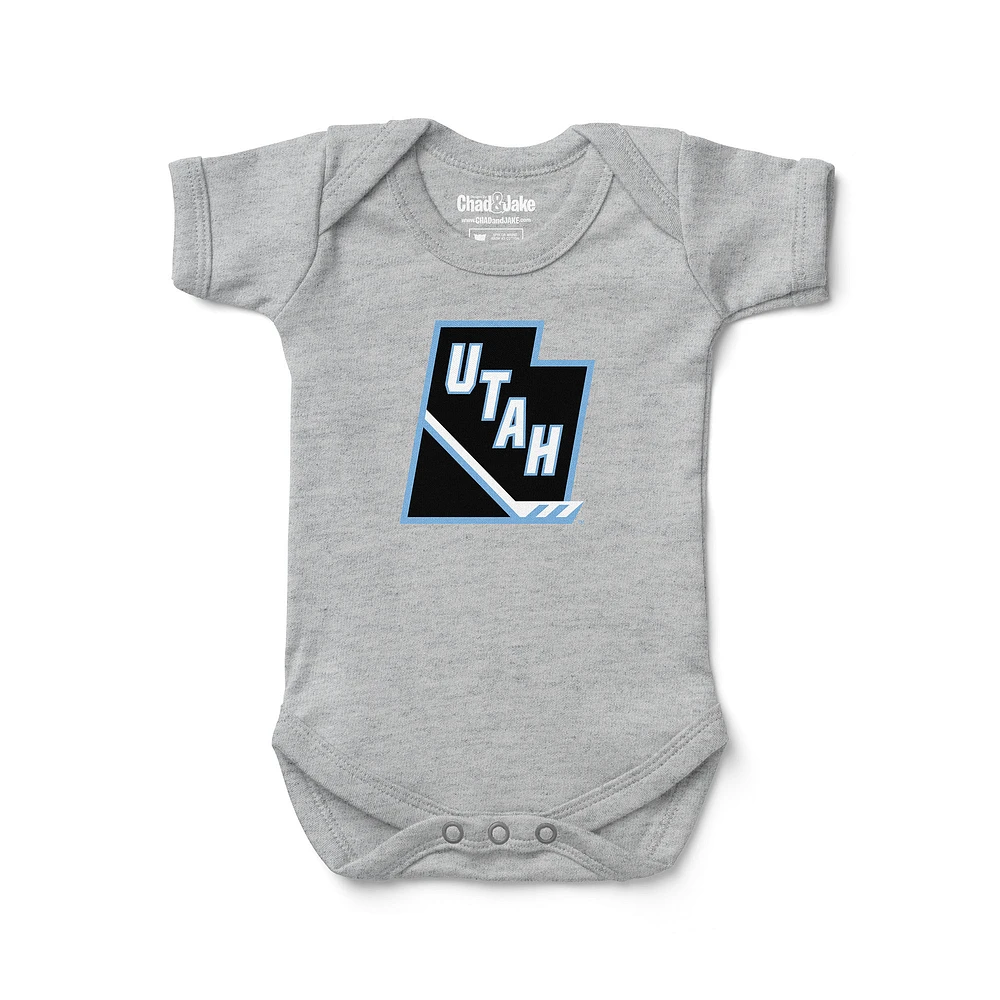 Newborn & Infant Chad Jake Heather Gray Utah Mammoth Stick and State Logo Bodysuit