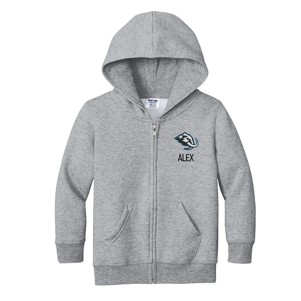 Toddler Chad & Jake Heather Gray Utah Mammoth Personalized Logo Full-Zip Hoodie Jacket