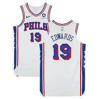 Justin Edwards Philadelphia 76ers Game-Used #19 White Nike Jersey vs. New Orleans on Pelicans on March 24, 2025 - Size 48+4