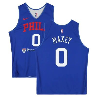 Tyrese Maxey Philadelphia 76ers Practice-Used #0 Royal/Gray Reversible Jersey from the 2024-25 NBA Season - Size L