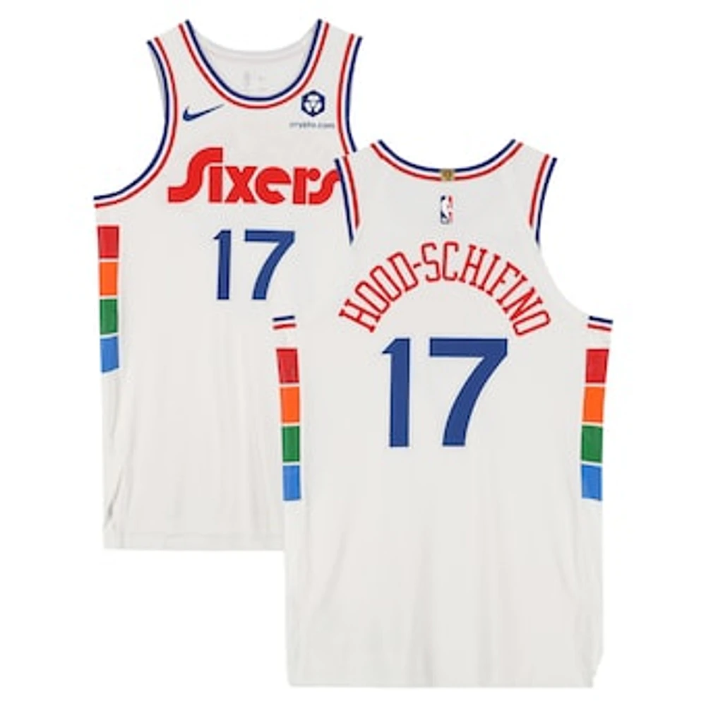 Jalen Hood-Schifino Philadelphia 76ers Player-Issued #17 White Nike City Edition Jersey from the 2024-25 NBA Season - Size 48+4
