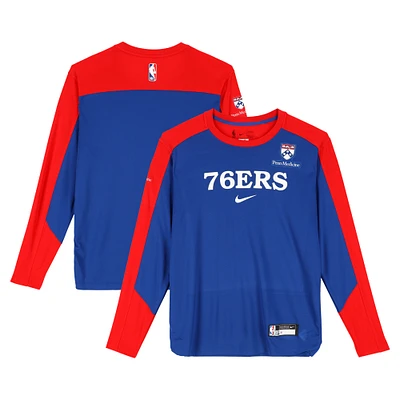 Tyrese Maxey Philadelphia 76ers Player-Worn Royal/Red Nike Long Sleeve T-Shirt from the 2024-25 NBA Season - Size LT