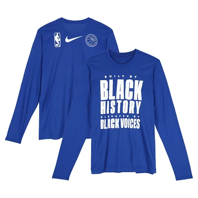 Tyrese Maxey Philadelphia 76ers Player-Worn Royal Nike BHM Long Sleeve T-Shirt from the 2024-25 NBA Season - Size L