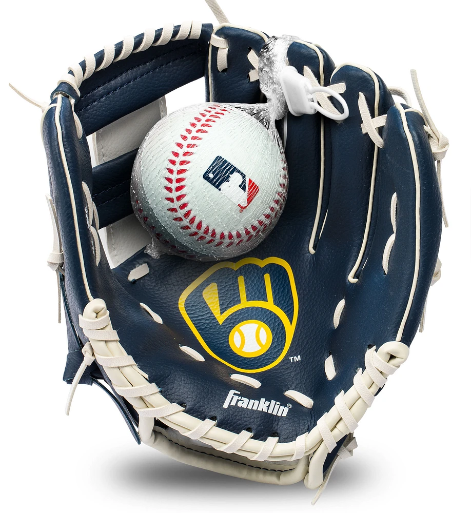 Youth Franklin Sports Milwaukee Brewers Teeball Glove & Ball Set