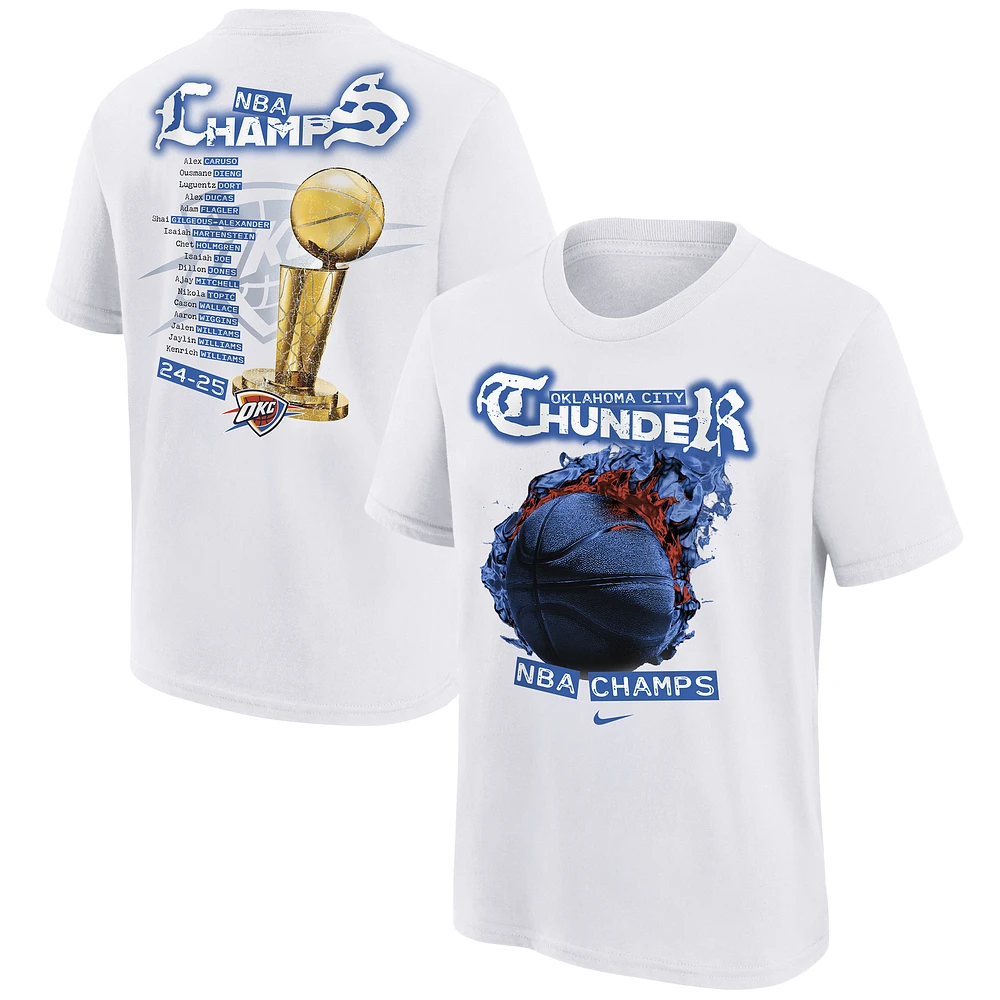 Youth Nike White Oklahoma City Thunder 2025 NBA Finals Champions Parade Roster T-Shirt
