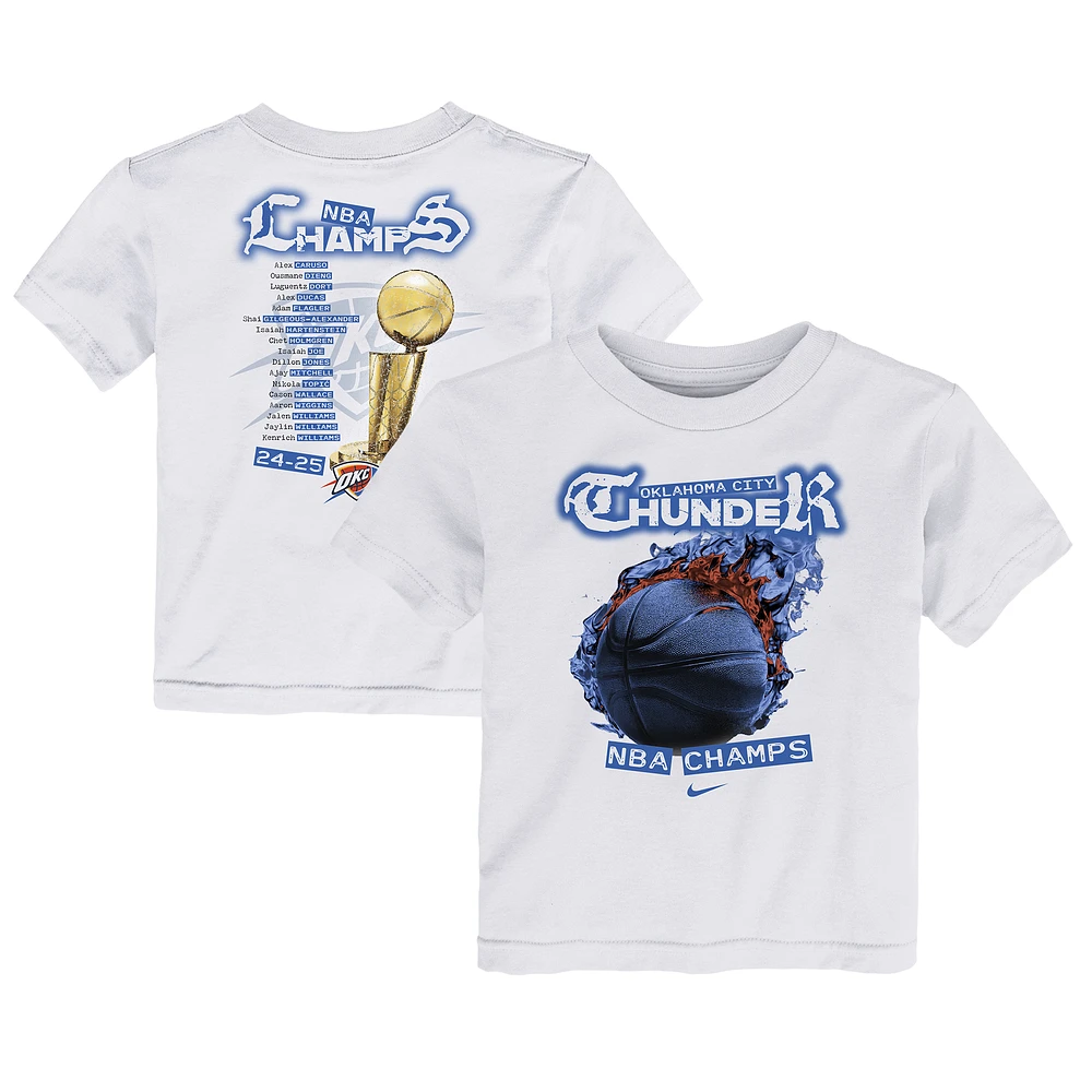 Toddler Nike White Oklahoma City Thunder 2025 NBA Finals Champions Parade Roster T-Shirt