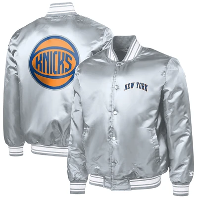 Men's Starter New York Knicks Basketball Logo Varsity Full-Snap Jacket